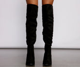 Faux Suede Lace-Up Stacked Heel Boots